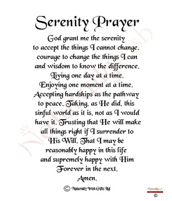 printable versions of the serenity prayer